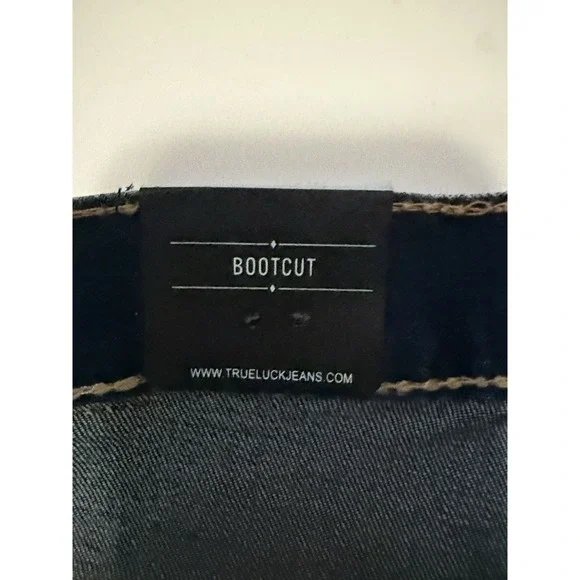 True Luck Mens Bootcut Jeans Flap Pockets Thick Stitch Western Embroidered 38x30 - Picture 13 of 16